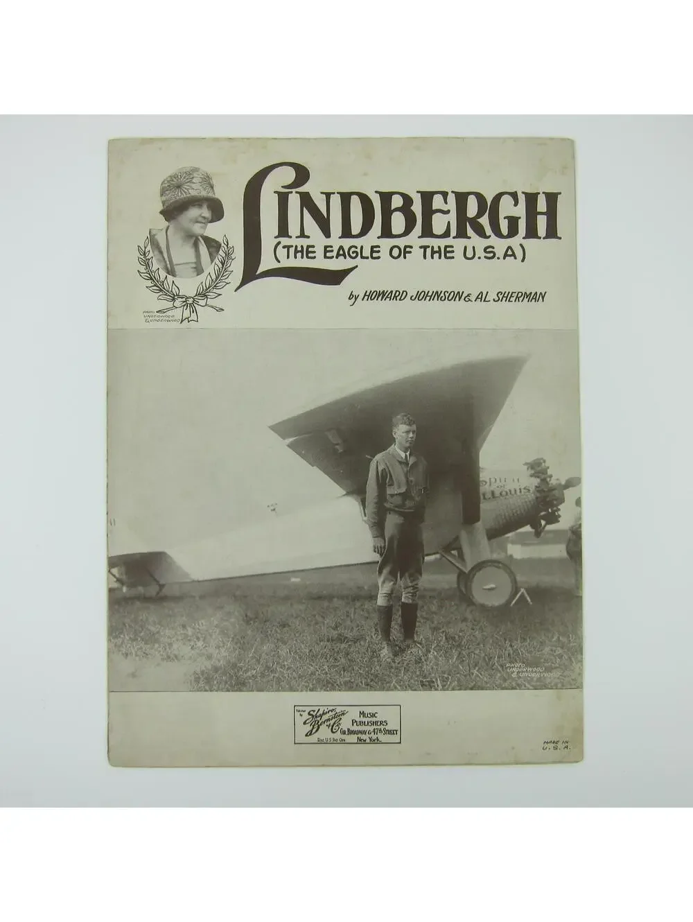 Lindbergh The Eagle of the USA Sheet Music Charles Lindbergh Photo Vintage 1927